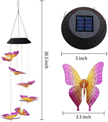 Пеперутка соларна светлина, епгадџетска соларна пеперутка ветерна боја на ветерна боја Промена на отворено соларна градина Декоративни