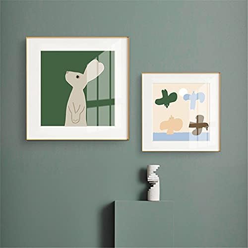 Wodmb нордиски модерен минималистички стил декорација на спална соба сликарство цртан филм животински зелен зајак сликарство