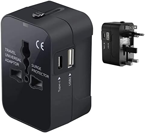 Travel USB Plus Меѓународен адаптер за напојување компатибилен со LG VM710 за светска моќност за 3 уреди USB TypeC, USB-A за патување помеѓу US/EU/AUS/NZ/UK/CN