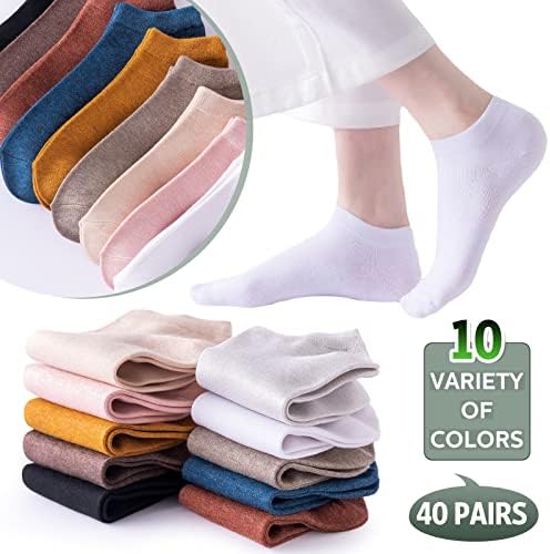 Mumufy 40 пара женски глуждови чорапи најголемиот дел од бамбус чорап со ниско сечење атлетски чорап без шоу кратки чорапи за