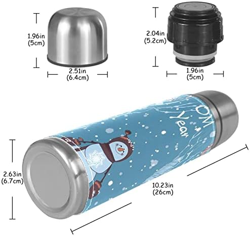 Изолирано шише со вода шишиња од не'рѓосувачки челик шише метално шише со вода, цртан филм за Божиќни снежни луѓе