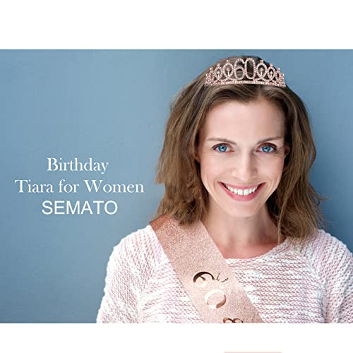 Семато 60 и прекрасен роденденски круна и комплет за појас- 60-ти роденденски подароци за жени Декорации за 60-ти роденден