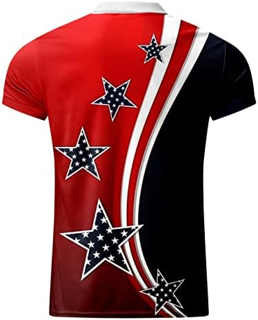 Машки американски знамиња Поло кошули на 4 -ти јули Патриотски маички летни обични 3Д печати кратки ракави врвови
