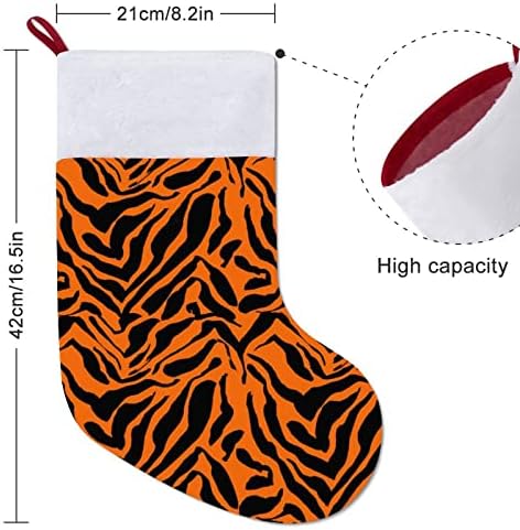Портокалова кожа тигар животински божиќни чорапи за порибување со кадифен камин што виси за Божиќно дрво