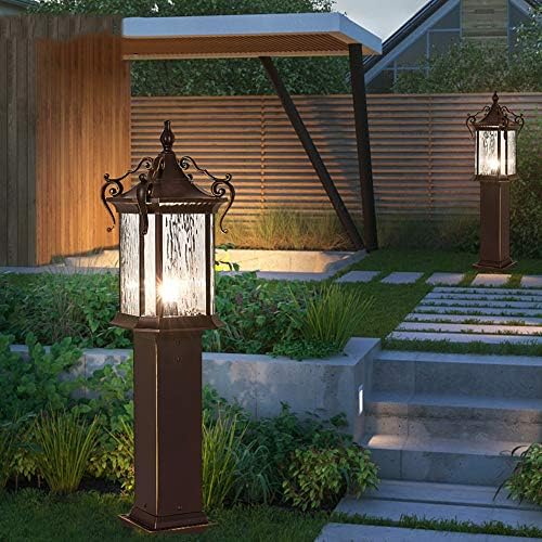IIFAS Надворешна водоотпорна градина светло светлина од алуминиумска стакло гроздобер тревник ламба ретро пост болард светло