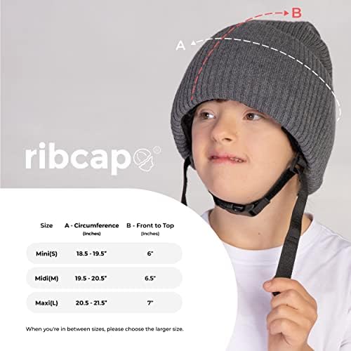 Ribcap Lenny Kids Medical одделение заштитен шлем | Сива | Макси/деца големи | Мека шлем за епилепсија | Заштитна шлем за напади