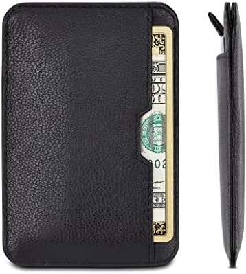 Vaultskin Chelsea тенок минималистички предна џебна кожа паричник со блокирање на РФИД за мажи со кутија за подароци