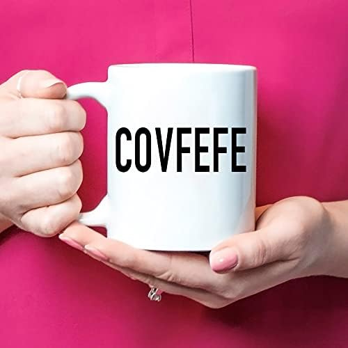 Фонхарк - кригла Ковфефе, смешен Доналд Трамп Твит Мем Керамички кафе со смешни изреки, смешна необична чудна кригла, 11 мл.
