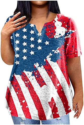 Врво на култури на четврти јули за женски плус големина лабава маица лето излегувајќи секси слатки врвови на секој ден за независност