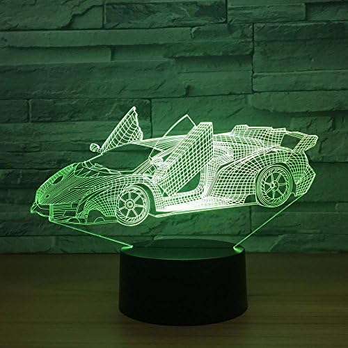 Кул супер автомобил акрилик 3Д ламба 7 Промена на боја Мала ноќ светло светло за бебиња во боја на бебиња LED USB -ламба за