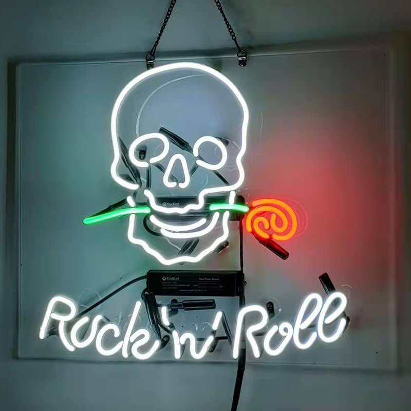 Rock In Roll Neon Bar Signs Рачно изработено вистински неонски цевки Неонски знак за дома Бар Паб Клуб Човек пештера продавница