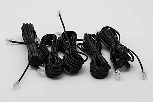 Пакет од 5-15 стапки рамен црна телефонска линија кабел RJ11 Кабел - Канцеларија - Дома - фиксна - факс - модем - 6P2C