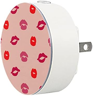 2 приклучок за приклучок за пакување LED ноќно светло светло светло розови розови усни печатени со сензор за самракот до до-врата