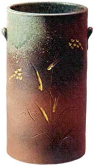 ヤマ庄 陶器 Шигараки злато издлабени уши чадор штанд, 22,5 × 42,0 см, кафеава итн