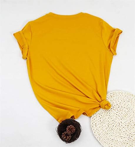 Летна маица за сончогледи на Gliglittr, симпатична цветна графичка лабава лабава екипаж вратот на вратот кратки ракави обични