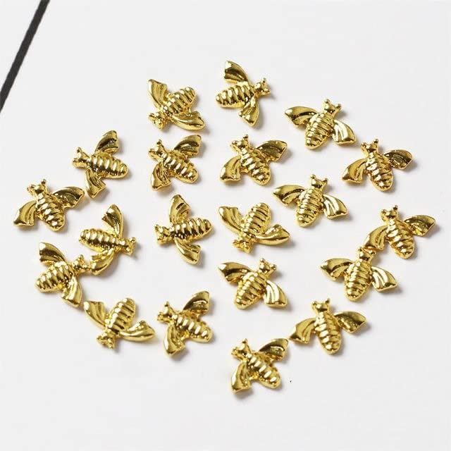 100 парчиња/лот 3Д легура пчела крава глава нокти уметност злато нокти занишани и столпчиња маникир за нокти додатоци за украсување