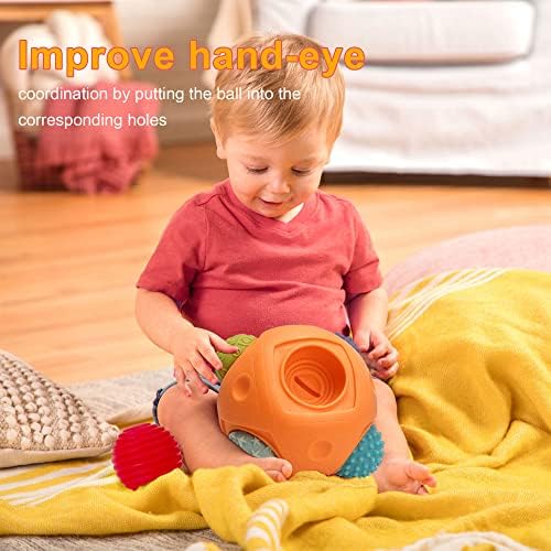 Комплет за сензорни топки Rohsce 12 PCS, играчки во Монтесори за бебиња 3 месеци+, едукативни играчки за бебиња 6-12 месеци,