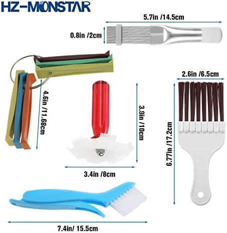 Hz-Monstar 7 PCS климатик чистач за чистење на филати, 5 различни кондензатор за кондензатор на чешел од чешла за напојување,