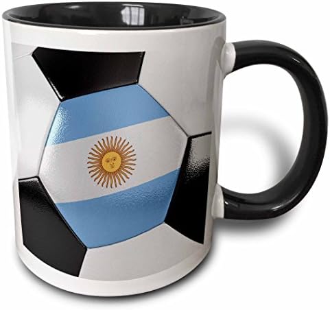 3drose Аргентина фудбалска топка со два тона керамичка кригла, 11 мл, црна