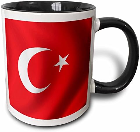 3drose Турција Знаме Банер турската Национална Земја Мавтајќи Полумесечина Кригла, 11 мл, Црна