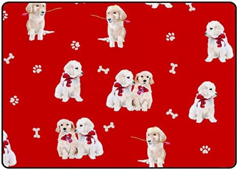 Tsingza Soft килим со големи површини, романтични кучиња црвен удобен затворен тепих, бебе игра душек за дневна соба спална