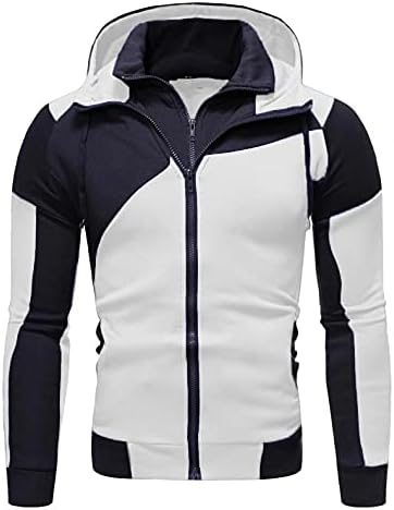 Hoogy Mens Holdies zip up есен зимски обични крпеници џемпери атлетски врвни тенок фит активна облека за надворешна облека