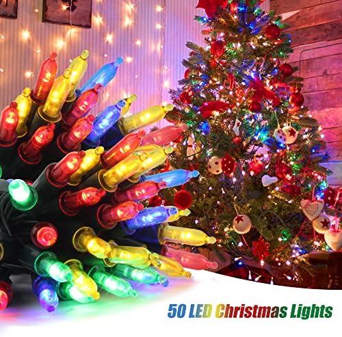 Crepro Battery управувани жици светла, 16 ft 50 LED мини жици светла со 8 режими новогодишни елки светла водоотпорни самовила