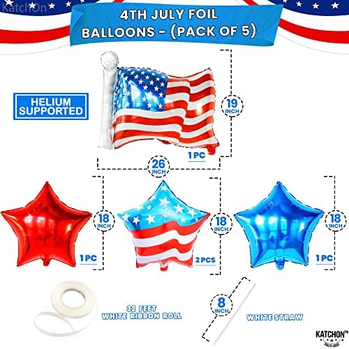 Реквизити на 4 -ти јули - 28 парчиња, американски фото -штанд реквизити | Xtralarge, 4 -ти јули Банер 72x44 инчи | Големи 26