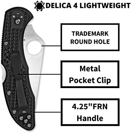 Spyderco DeliCa 4 нож со лесен потпис со 2,90 сабја од челична сечило и рачка од FRN - PlainEdge - C11PBK
