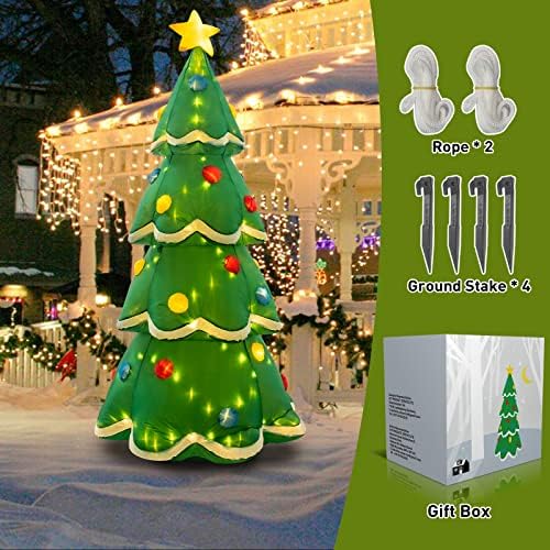 Е, Ембрит 7 метри Божиќно надувување на дрво со 200 солисти топли бели светла, избувнете дрво на отворено Божиќни украси за