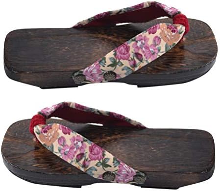 Lianxiao - дрвени флип -апостолки папучи чевли јапонски стил дрвени сандали за деца за деца со големина 20 30 розови