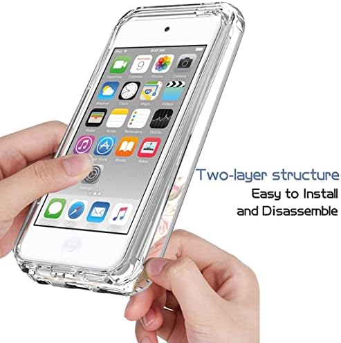 Case Gufuwo Case за iPod Touch 6/Touch 5/Touch 7 Case со заштитник на каленски стаклен екран, целосна заштита од цвеќиња на