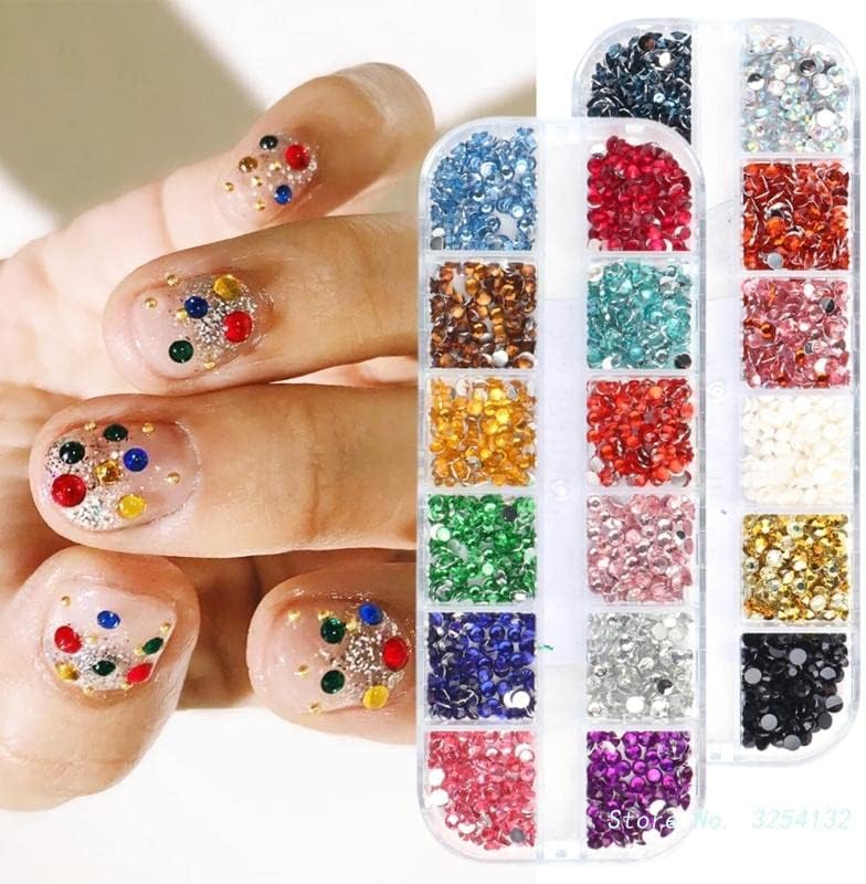 12 решетки луксузни 3Д привлечни нокти столпчиња за нокти Rhinestones Gems Nail Art 3D Rhinestones занаети дијаманти кристални