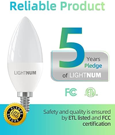 Lightnum LED Канделабри Светилки E12 6 Пакет, Сензор За Движење Тавански Светла 2 Пакет, 8.7 во, 15W 1500LM, 2700K/4000K/5000K Избрани Температура На Бојата