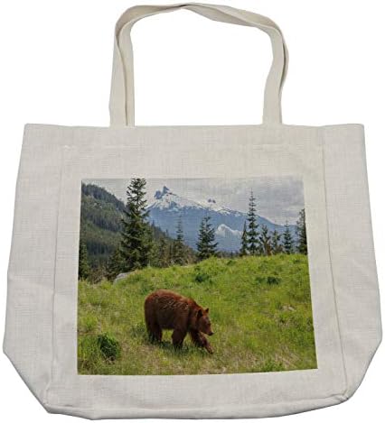 Торба за купување на мечка Амбесон, диви животни нагоре во планините Тема крзнено животинско месојад, habоллостосто Хабитат,