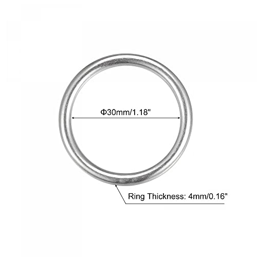 uxcell 316 тркалезни прстени од не'рѓосувачки челик заварени O-прстени од 30мм ID 4mm дебели 2 парчиња