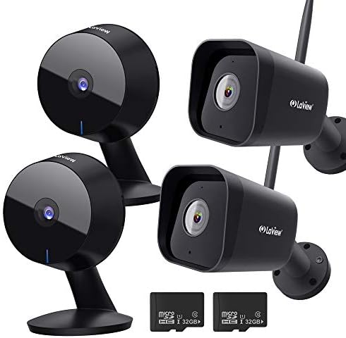Laview Home Security Camera HD 1080P AI Human Detection, вклучете 2 SD картички, двонасочен двонасочен аудио, ноќен визија,