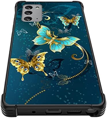 Тнару Компатибилен Со Samsung Galaxy Note 20 Случај Златна Пеперутка Шема Тврд Компјутер Назад И Меки Tpu Страни Отпорен На