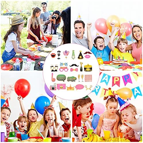 Valiclud 1 сет од 24 парчиња деца за роденденска забава со фотографии со рачни фото -штанд реквизити Photobooth реквизити