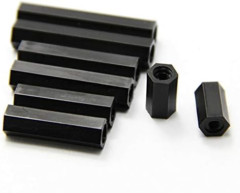 100 парчиња m3 x 25mm најлон хексагонален столб орев прислушуван растојание црно