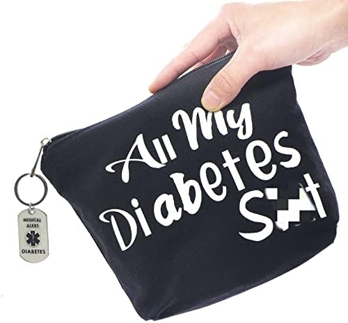 Дијабетични Подароци Целиот Мој Дијабетес Смешна Торбичка За Патувања Со Дијабетичар＋Дијабетичен Приврзок За Клучеви Персонализиран